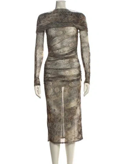 Pre-owned Lapointe Mesh Midi Length Dress In Neutral