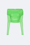 Lapointe Mesh Off Shoulder Wrap Top In Pear