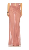 Lapointe Mesh Ruched Maxi Skirt In Brown