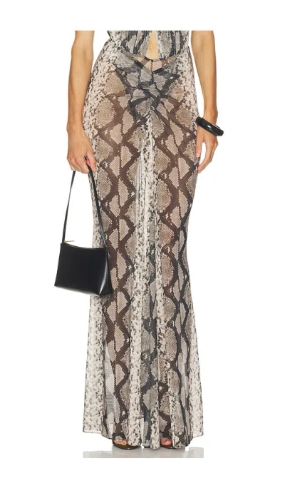 Lapointe Mesh Ruched Maxi Skirt In Gray