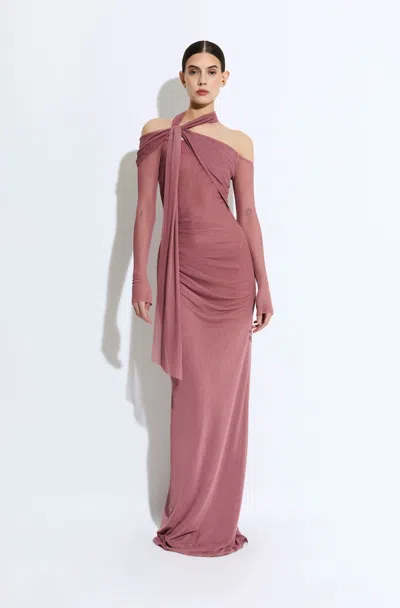 Lapointe Mesh Scarf Neck Gown