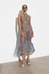 Lapointe Mesh Sequin High Low Dress In Cloud