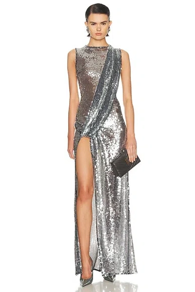 Lapointe Mesh Sequin Sleeveless Gown In Black