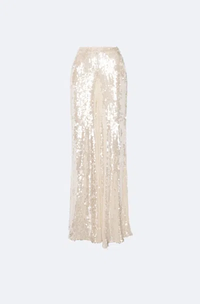 Lapointe Mesh Sequin Wide Leg Pant In Ecru