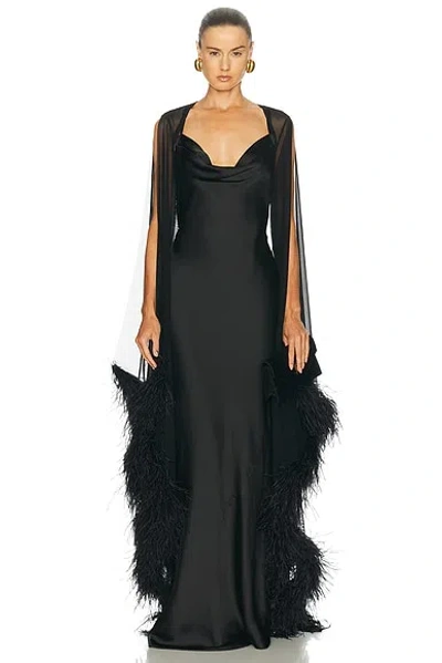 Lapointe Mesh Shrug With Feathers In Black