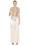 Lapointe Metallic Netting Fringe Asymmetric Top