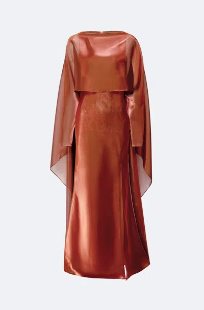 Lapointe Metallic Organza Layered Gown With Cape In Multi