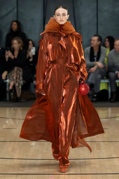 Lapointe Metallic Organza Top In Brown