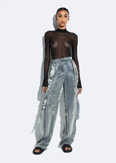 Lapointe Metallic Organza Utility Pocket Pant In Steel