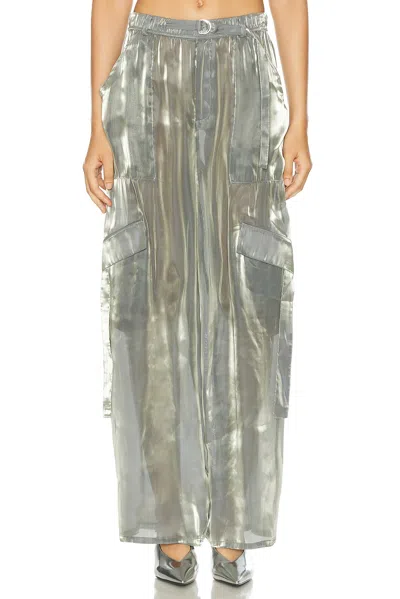 Lapointe Metallic Organza Utility Pocket Pant In Steel