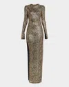 Lapointe Metallic Snake Ruched Jersey Gown In Gold