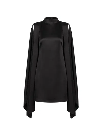 Lapointe Mini Cape-sleeve Dress In Black