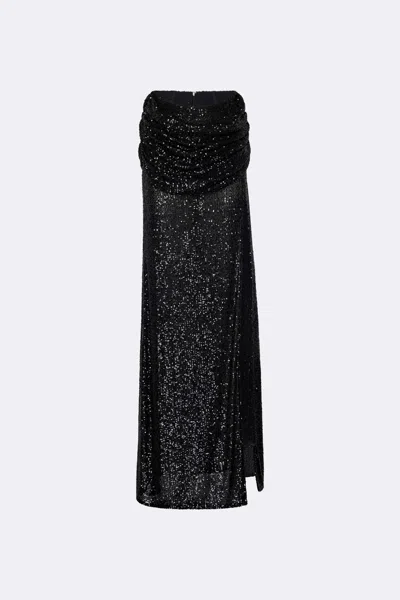 Lapointe Mini Stretch Sequin Draped Waist Skirt In Black