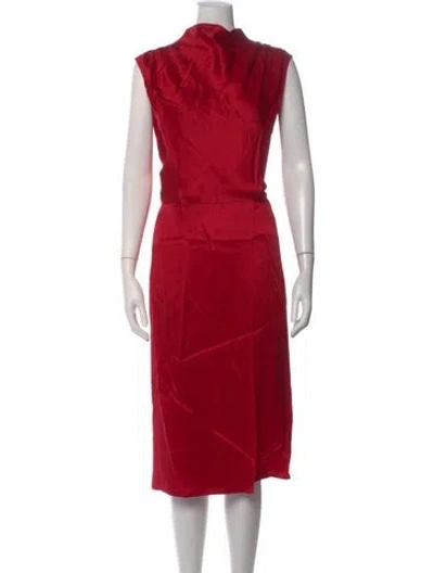 Pre-owned Lapointe Mock Neck Knee-length Dress In Red