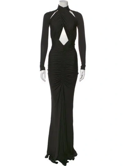 Pre-owned Lapointe Mock Neck Long Dress In Black