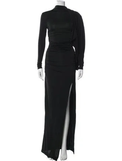 Pre-owned Lapointe Mock Neck Long Dress In Black