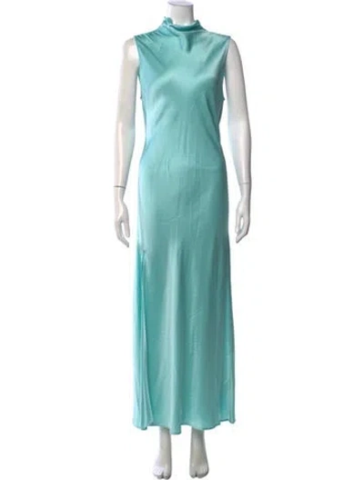Pre-owned Lapointe Mock Neck Long Dress In Blue