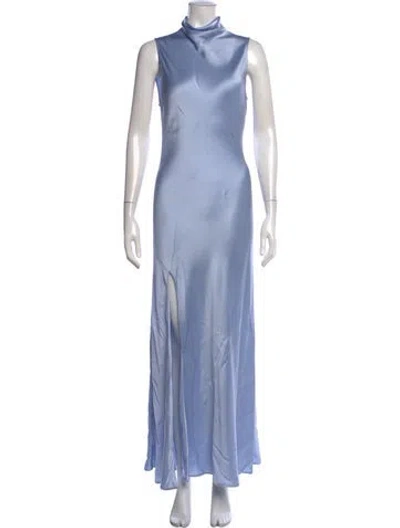 Pre-owned Lapointe Mock Neck Long Dress In Blue