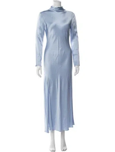 Pre-owned Lapointe Mock Neck Long Dress In Blue