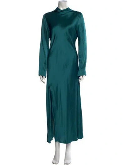 Pre-owned Lapointe Mock Neck Long Dress In Blue