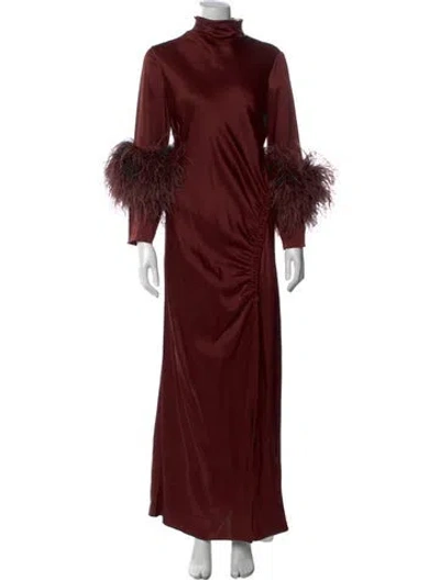 Pre-owned Lapointe Mock Neck Long Dress In Brown