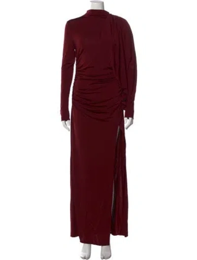 Pre-owned Lapointe Mock Neck Long Dress In Burgundy