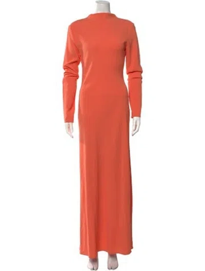 Pre-owned Lapointe Mock Neck Long Dress In Orange