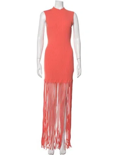 Pre-owned Lapointe Mock Neck Long Dress In Orange