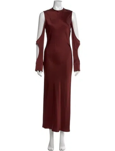 Pre-owned Lapointe Mock Neck Long Dress In Red