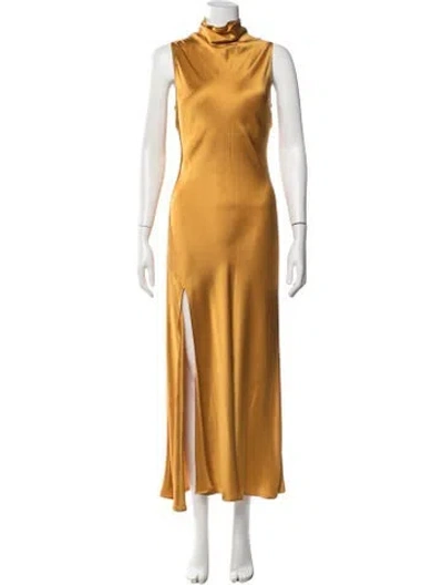Pre-owned Lapointe Mock Neck Long Dress In Yellow