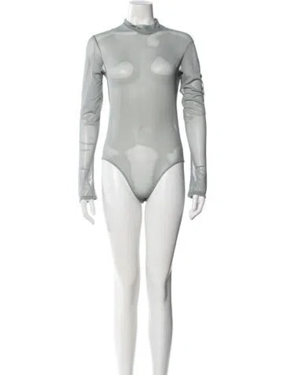 Pre-owned Lapointe Mock Neck Long Sleeve Bodysuit In Green