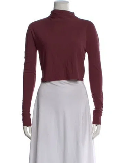 Pre-owned Lapointe Mock Neck Long Sleeve Crop Top In Burgundy