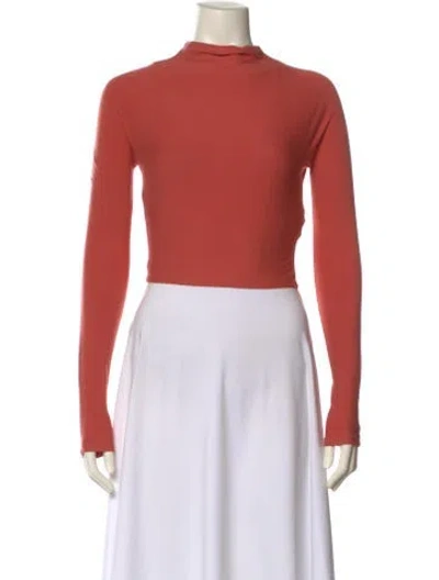Pre-owned Lapointe Mock Neck Long Sleeve Crop Top In Orange