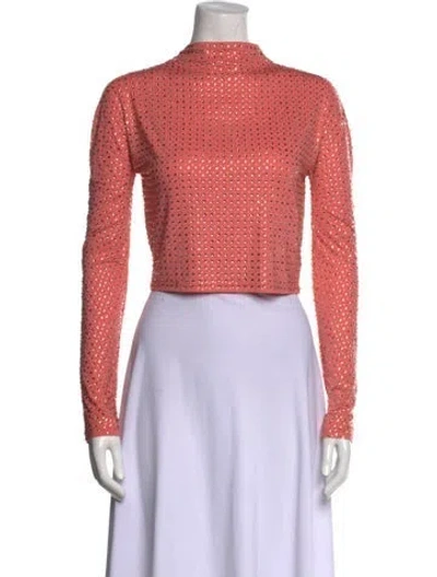 Pre-owned Lapointe Mock Neck Long Sleeve Crop Top In Pink