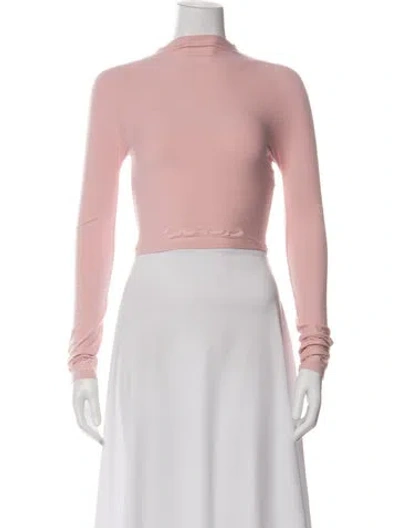 Pre-owned Lapointe Mock Neck Long Sleeve Crop Top In Pink