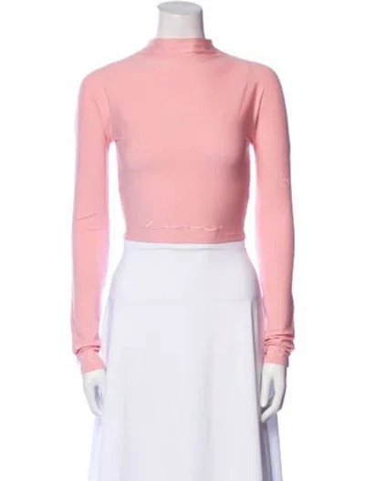 Pre-owned Lapointe Mock Neck Long Sleeve Crop Top W/ Tags In Pink