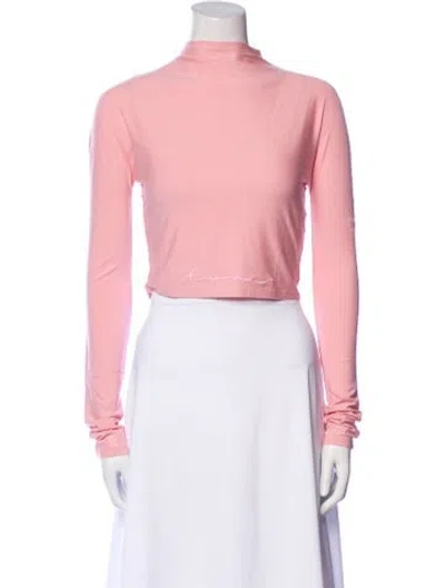 Pre-owned Lapointe Mock Neck Long Sleeve Crop Top W/ Tags In Pink