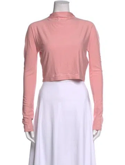 Pre-owned Lapointe Mock Neck Long Sleeve Crop Top W/ Tags In Pink