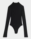 Lapointe Mock-neck Long-sleeve Lightweight Jersey Bodysuit In Black
