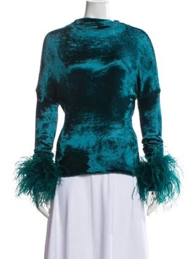 Pre-owned Lapointe Mock Neck Long Sleeve Top In Blue