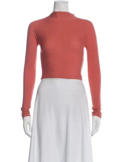 Pre-owned Lapointe Mock Neck Long Sleeve Top In Pink