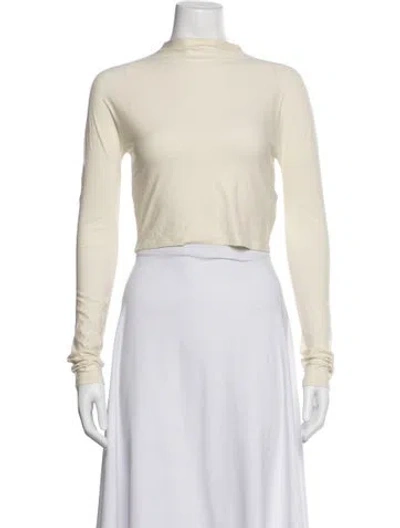 Pre-owned Lapointe Mock Neck Long Sleeve Top In White