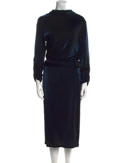 Pre-owned Lapointe Mock Neck Midi Length Dress In Black