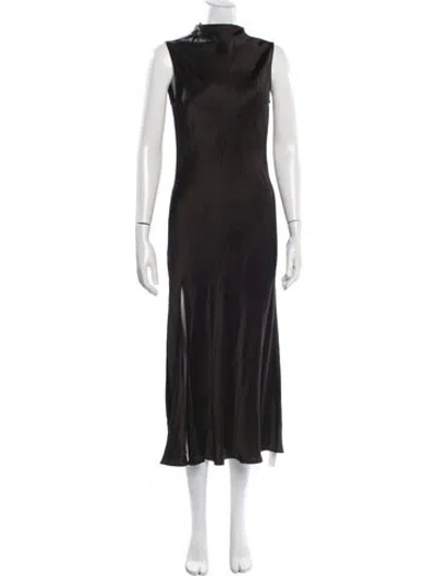 Pre-owned Lapointe Mock Neck Midi Length Dress In Black