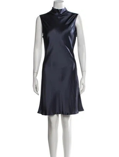 Pre-owned Lapointe Mock Neck Mini Dress In Blue