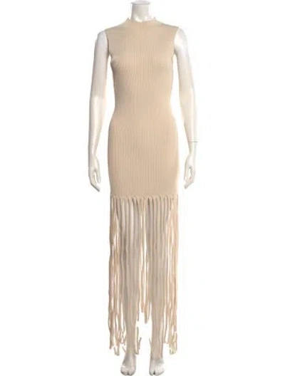 Pre-owned Lapointe Mock Neck Mini Dress In Neutral