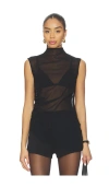 Lapointe Mock Neck Ruched Top In Black