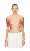 Lapointe Mock Neck Ruched Top In Orange