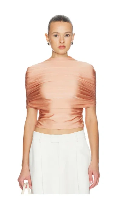 Lapointe Mock Neck Ruched Top In Sand