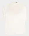 Lapointe Mock-neck Satin Cape T-shirt In Berry